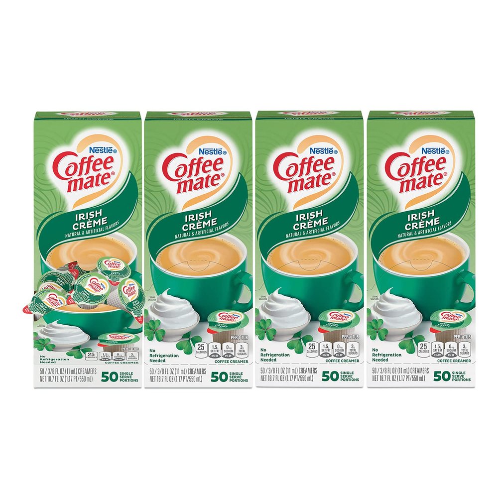 Coffee-Mate Irish Cream Liquid Creamer - 50/0.375 oz. cups per box, 4 boxes per case