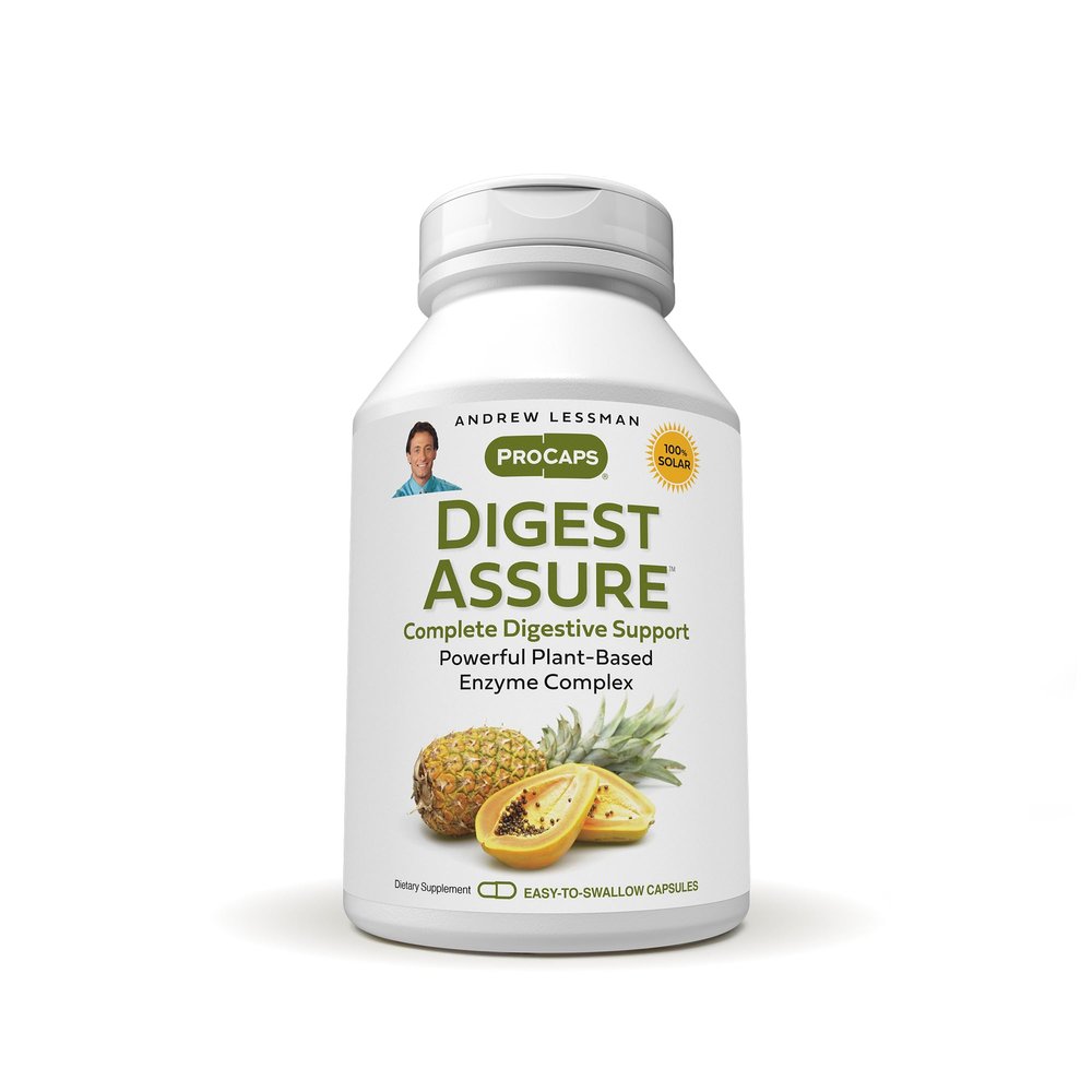 ANDREW LESSMAN Digest Assure 360 Capsules - Comprehensive Blend of Powerful Natural Enzymes to Support and Enhance Digestive Health, Vegetarian-Sourced Enzymes, Small Easy to Swallow Capsules