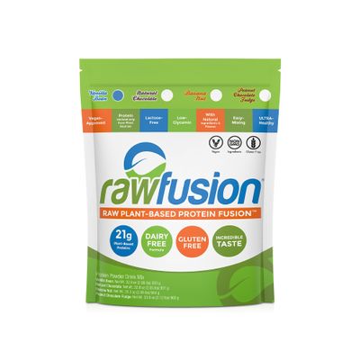 Rawfusion Vegan Protein Powder, Vanilla Bean  30 Servings, 21g Plant-Based Protein, Low Net Carbs, Non-Dairy, Gluten-Free, Soy-Free, Kosher, Non-GMO, 2.06lbs