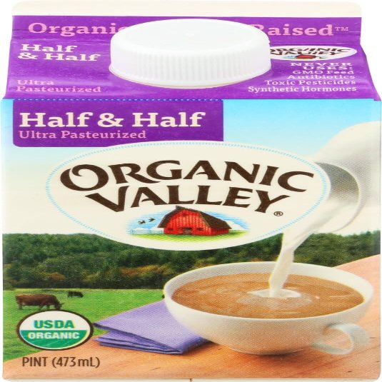 Organic Valley Ultra Pasteurized Half and Half Milk, 16 Ounce -- 12 per case.