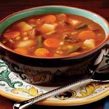 Campbells Frozen Condensed Vegetable Beef Barley Soup - 4 lb. tray, 3 per case