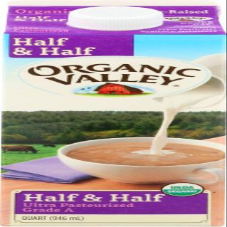 Organic Valley Ultra Pasteurized Half and Half Milk, 32 Ounce -- 12 per case.