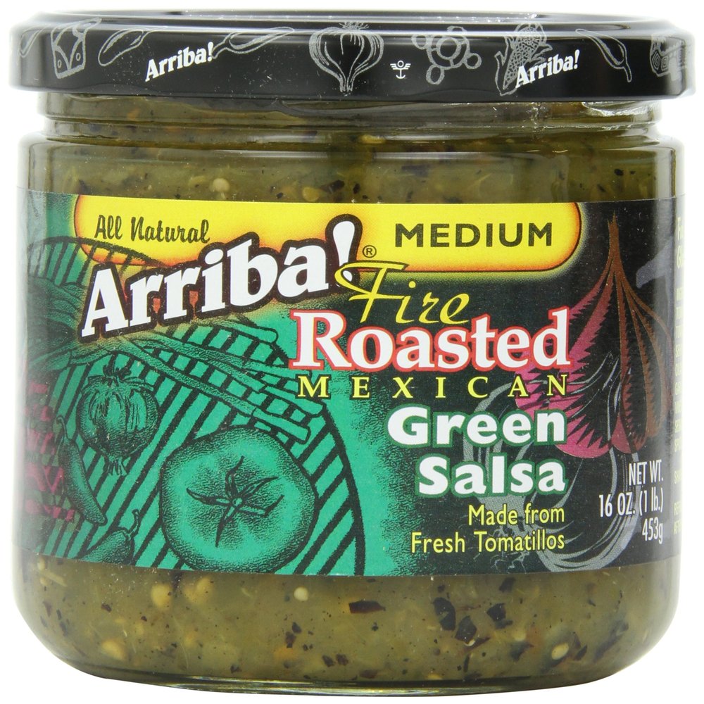Arriba! Fire Roasted Mexican Medium Green Salsa, 16 Ounce Jars (Pack of 4)
