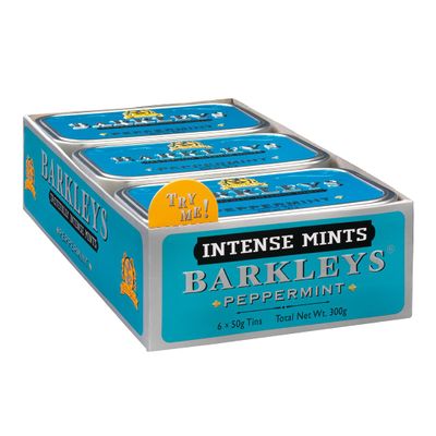 Barkleys Peppermint Breath Mints - Breath Mint, Mints Travel Size, After Dinner Mints, Peppermints Breath Freshener, Peppermint Candy in Reusable Classic Travel Tins, Vegan, 6 Pack - 50 Count Each