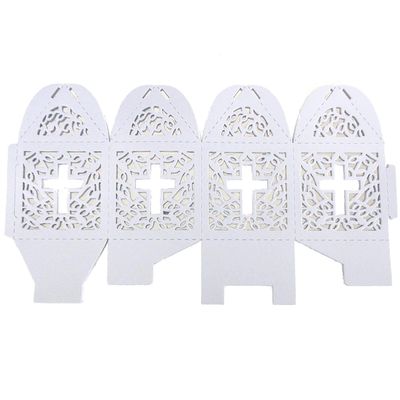 Cross Laser Cut Favor Boxes, 2-Inch, 12-Piece (White)