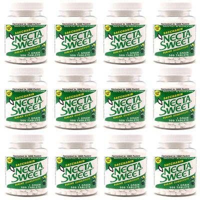12 500-Tablet Bottles 1 Grain Necta Sweet Saccharin Tablets
