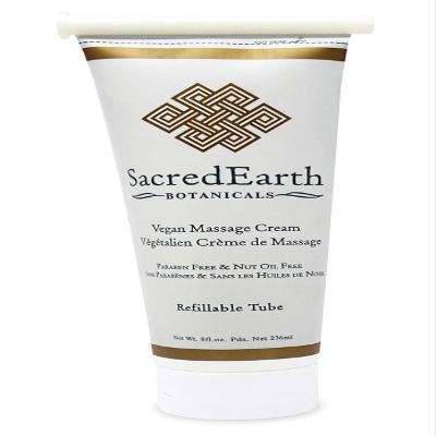 Vegan Massage Cream (8oz Tube) - Unscented, Water Dispersible, Nut Oil Free, Gluten Free and Contains Only Certified Organic Oils and Extracts.