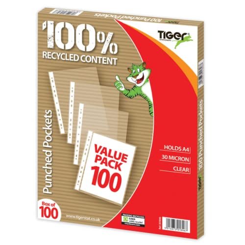 100 x A4 Glass Clear Plastic Wallets Punched Poly Pocket Paper Star Buy