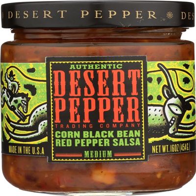 Desert Pepper Corn Black Bean Roasted Pepper Salsa 16 Oz (Pack of 6)