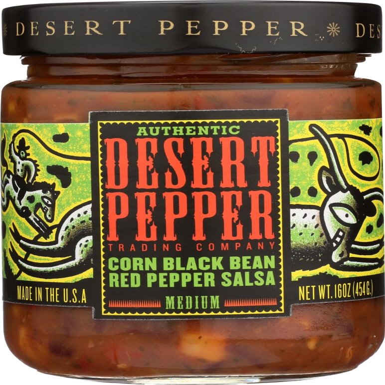 Desert Pepper Corn Black Bean Roasted Pepper Salsa 16 Oz (Pack of 6)
