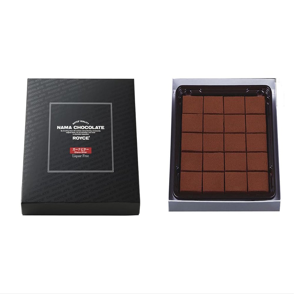 ROYCE' Nama Chocolate "Ghana Bitter" - Bitter Chocolate from Ghana| Gourmet Snack for Gifting & Indulging | Japanese Chocolate from Hokkaido (20 Pieces of Chocolate)