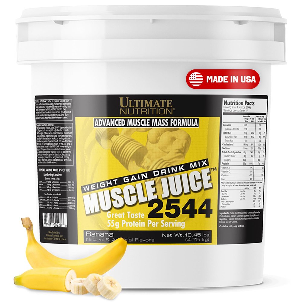 Ultimate Nutrition Muscle Juice, Weight Gain Drink Mix - Mass Gainer Workout Powder for Men & Women - Supplement for Lean Muscle Growth & Immune Support with 55g Protein - Banana, 10.45lb