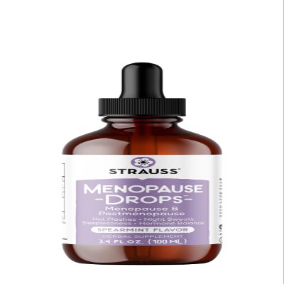 Strauss Naturals Menopause Drops 100ml Menopause and Postmenopause Supplement for Women, Supports Healthy Hormonal Balance and Daily Wellness, Natural Non-GMO Spearmint Flavor