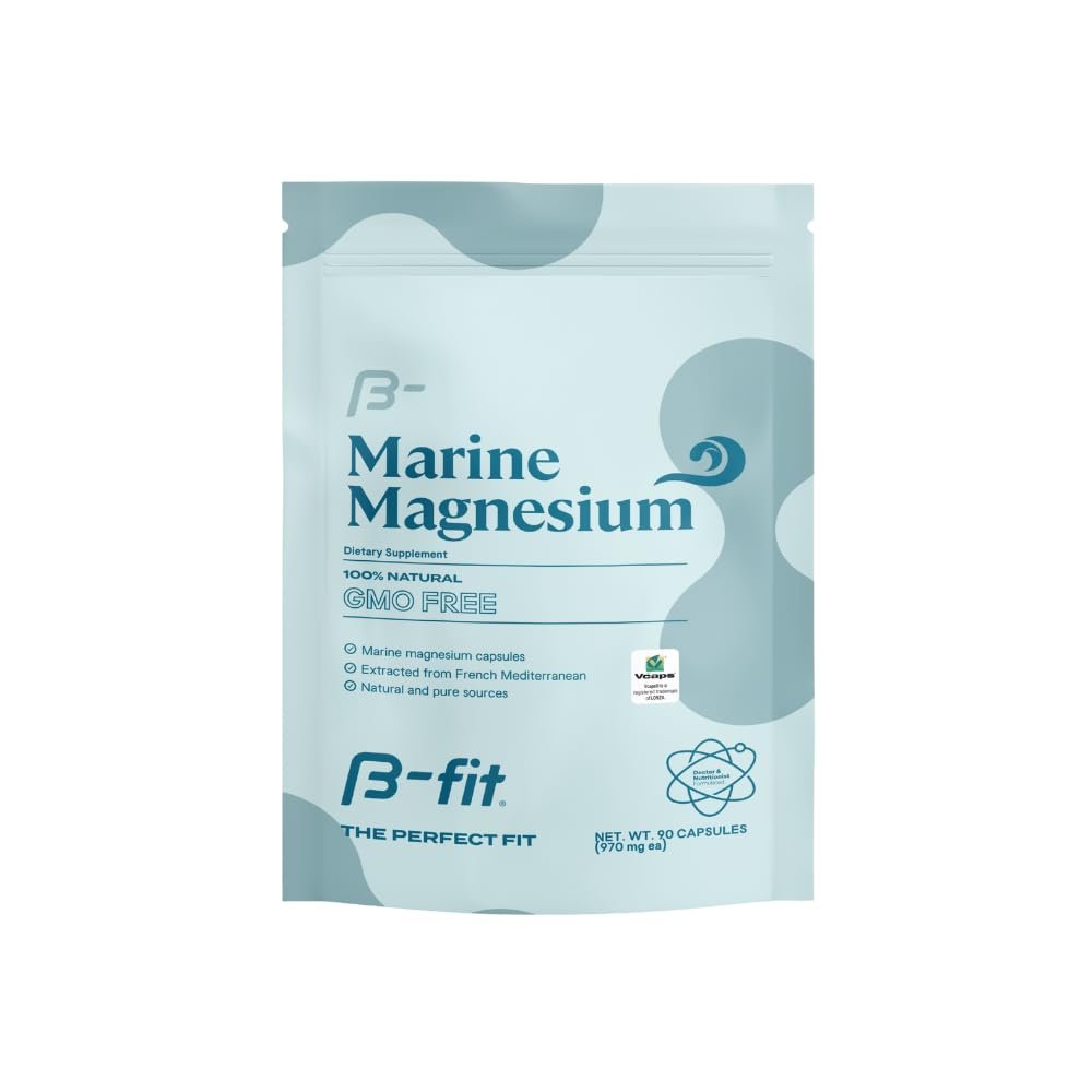 B-FIT B Marine Magnesium - 90 Capsules - 3-Month Supply - High Bioavailability Magnesium Supplement - No Additives & Gluten Free - Good Absorption - Simag Certified