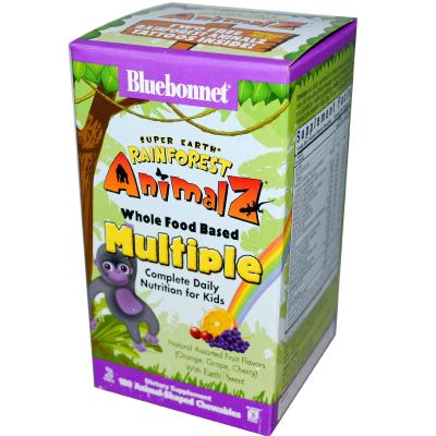 Bluebonnet Nutrition - Animalz Whole Food Based Multiple Natural Assorted Fruit Flavors (Orange, Grape, Cherry) with EarthSweet - 180 Chewables