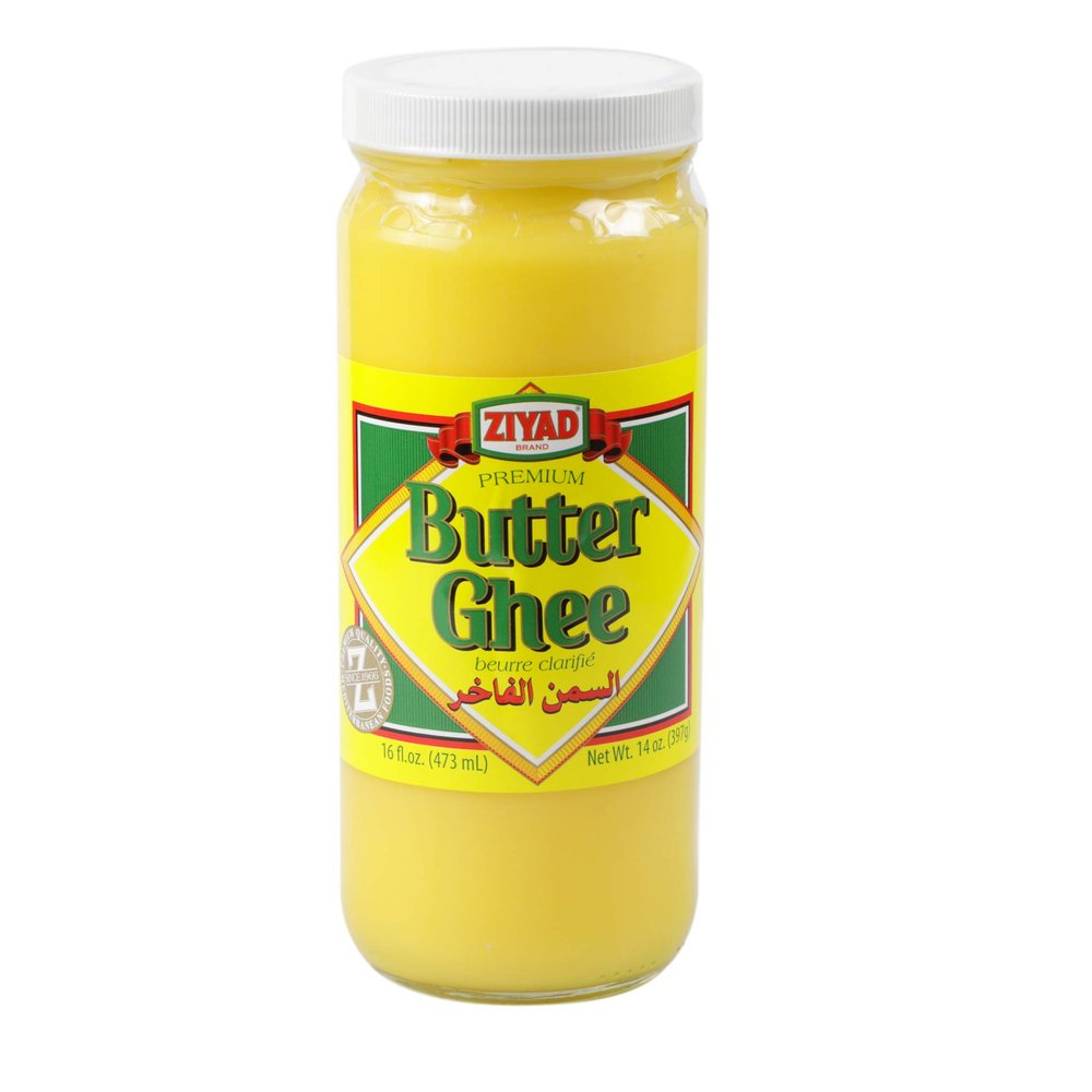 Ziyad Pure Ghee Clarified Butter, 14oz | Paleo and Keto-Friendly | Lactose and Casein Free | Shelf-Stable, Spreadable, High-Heat Cooking, Roasting, Sauting, Baking, Coffee, Hot Drinks, and Finishing Oil | Rich, Nutty Flavor