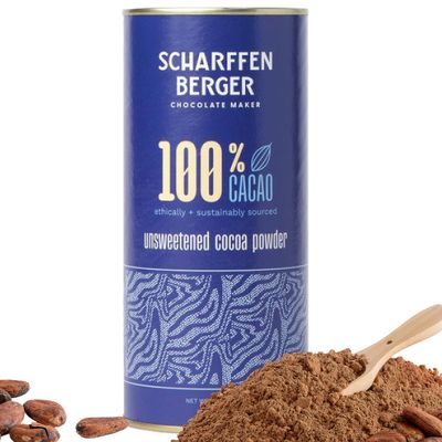 Scharffen Berger 100% Cacao Unsweetened Dark Chocolate Cocoa Powder (6 Ounce, Pack of 1) - Gluten Free, Non GMO, Natural Chocolate Powder