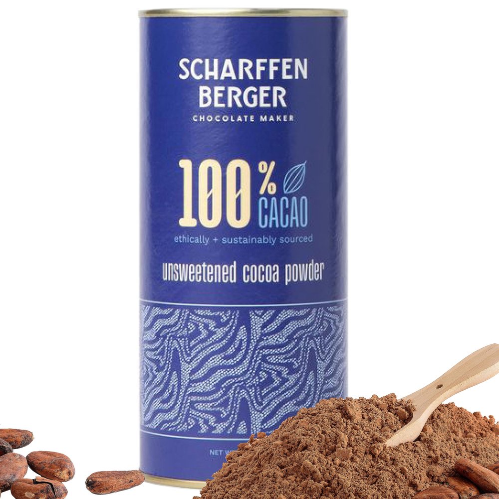 Scharffen Berger 100% Cacao Unsweetened Dark Chocolate Cocoa Powder (6 Ounce, Pack of 1) - Gluten Free, Non GMO, Natural Chocolate Powder