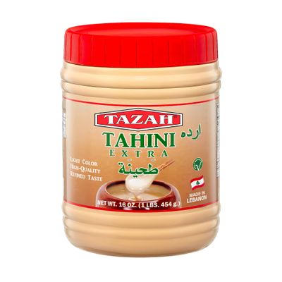 TAZAH Tahini Paste for Hummus Baba Ganoush 16oz - 1lb Natural Stone Ground Lebanese Sesame Paste Vegan Cholesterol-Free No Preservatives Perfect for Delicious Middle Eastern Dishes