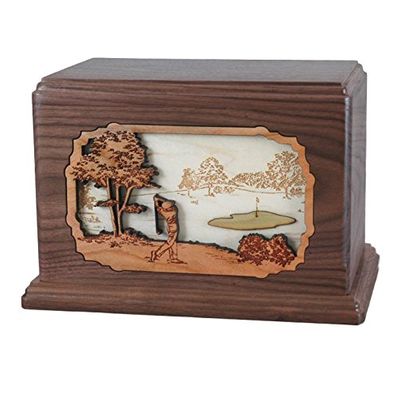 Wood Cremation Urn - Walnut Golf Hampton