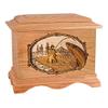 Wood Cremation Urn - Oak Salmon Fishing Stream Ambassador view 1