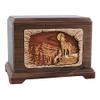 Wood Cremation Urn - Walnut Mountain Wolves Hampton view 1