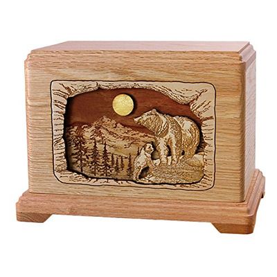 Wood Cremation Urn - Oak Bear Hampton