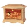 Wood Cremation Urn - Oak Horse and Rider on Mountain Ambassador view 1