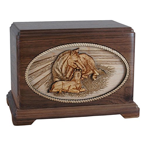 Wood Cremation Urn - Walnut Horse Hampton