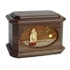 Wood Cremation Urn - Walnut Sail Ship Octagon view 1