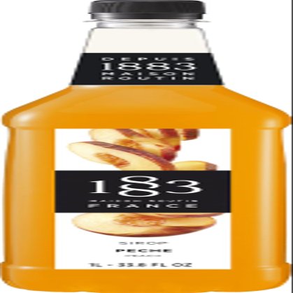 1883 Peach Syrup for Drinks, Made in France, 1 Liter Plastic Bottle