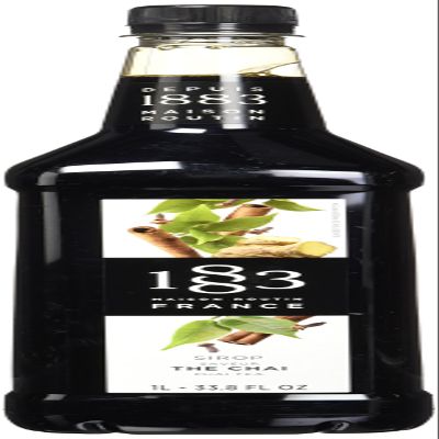 1883 Chai Tea Syrup for Coffee & Drinks, Made in France, 1 Liter Plastic Bottle