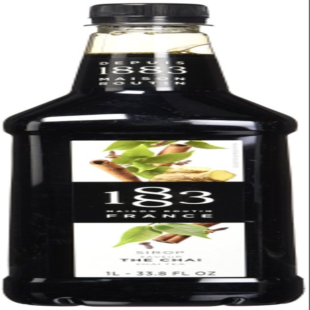 1883 Chai Tea Syrup for Coffee & Drinks, Made in France, 1 Liter Plastic Bottle