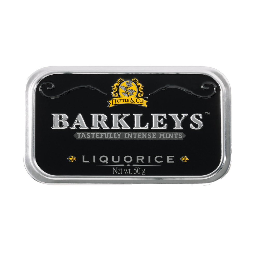 Barkleys Liquorice Breath Mints - Strong Licorice Flavored Cool Mint Candy For Party, After Dinner, Wedding, Every Day Use - Vegan Breath Mints In Reusable Classic Travel Tins, 1 Pack - 50 Count Each