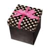 24ea Pink Polka Dot Box with Ribbon 4 1/4" X 4 1/4" X 4-1/4 view 1