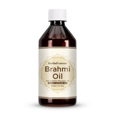 HerbsForever Brahmi Oil- Bacopa Leaves Infused Cold Pressed Sesame Oil | Hair & Sclap Massage Oil for Moisturising, Calming Nerves & Focus | Promote Hair Growth & Calm Mind| Ayurvedic, 210 ml-7.1oz