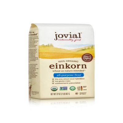 Jovial Organic Einkorn Unbleached All Purpose Flour - Bread Baking Flour for Sourdough, High Protein, Non-GMO, Organic Pizza & Pasta Flour, European Italian Flour, Glyphosate Free - 32 Oz, 10 Pack