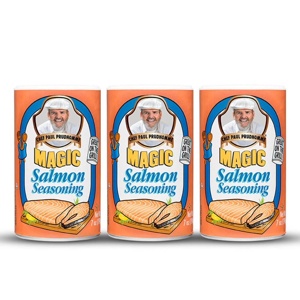 Chef Paul Magic Seasonings Blends Salmon Magic Seasoning | Salmon Seasoning with Herbs & Spices | Seafood Seasoning for Cooking | Fish Seasoning Blend | Kosher & Halal Certified | 7 oz (Pack of 3)