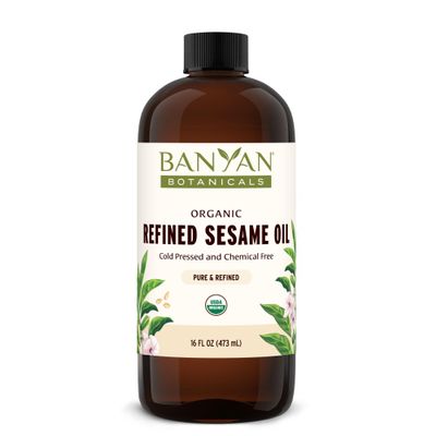 Banyan Botanicals Sesame Oil  Organic & Refined Sesame Oil for Skin, Body, Hair & More  Multiple Sizes  16 oz  Non GMO Sustainably Sourced Vegan