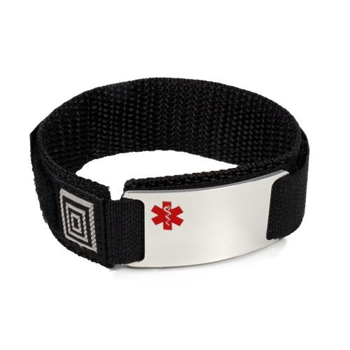Anti-COAGULANTS Sport Medical ID Alert Bracelet with Black adjusable Wrist Band (Hooks and Loops).