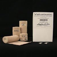 3200049 PT# 73450 Bandage Valuelastic 4"x5Yd Elastic Clip Closure Tan LF 10/Bx Made by Ambra Leroy Medical