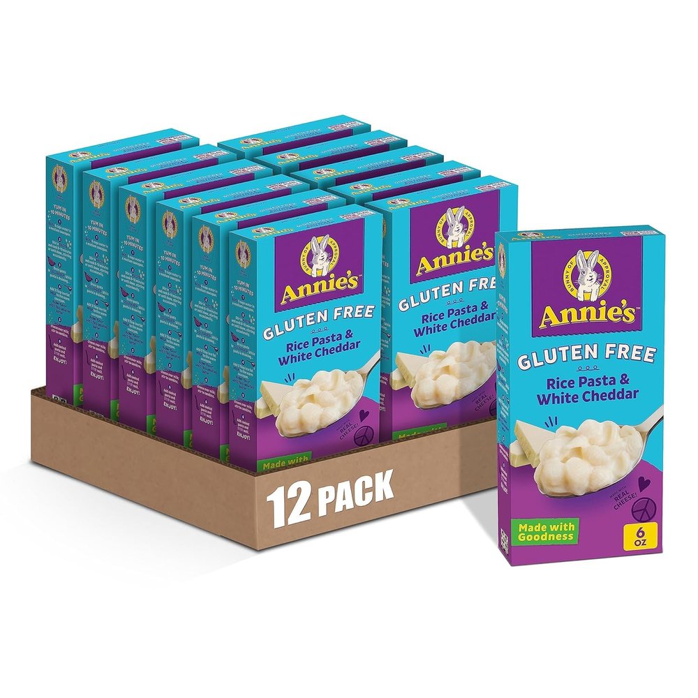Annie's Gluten Free Rice Pasta and White Cheddar, Made with Real Cheese, 6 oz (Pack of 12)