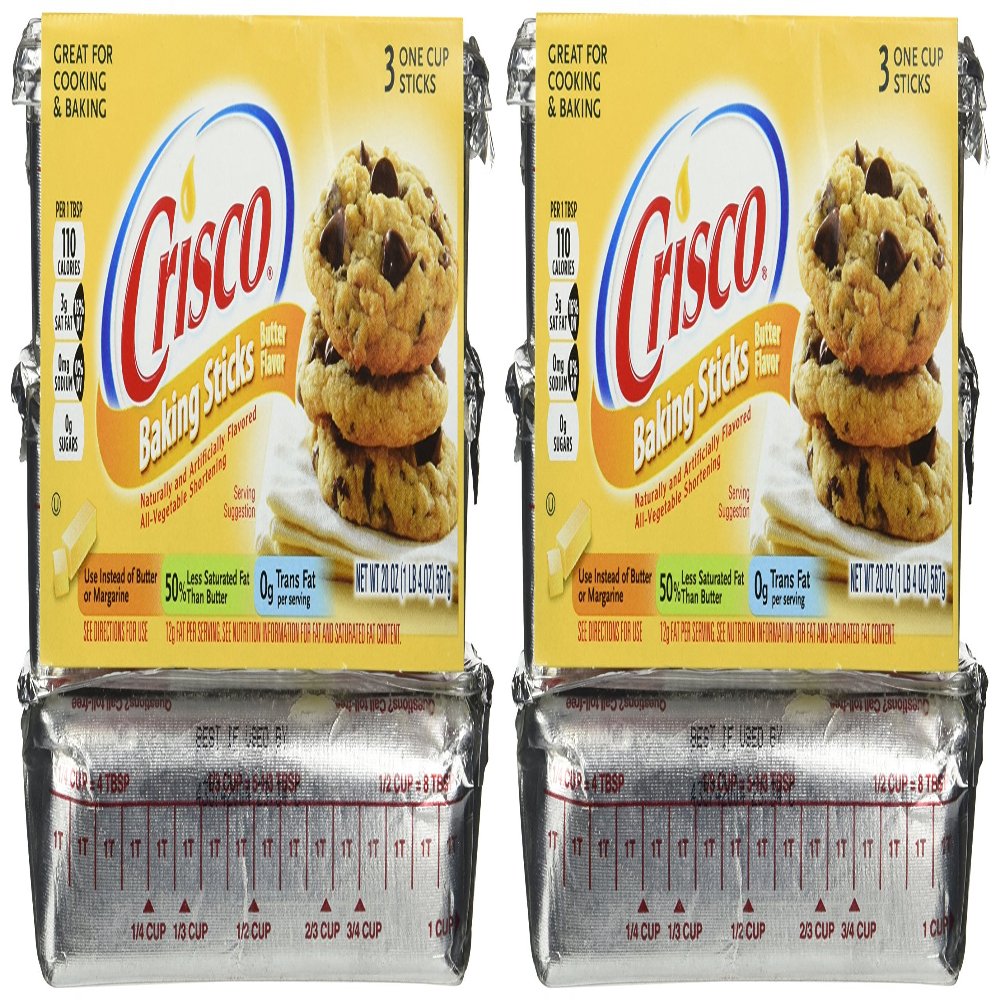 Crisco, Baking Sticks, Butter Flavor, All Vegetable Shortening, 20oz Package (Pack of 2)