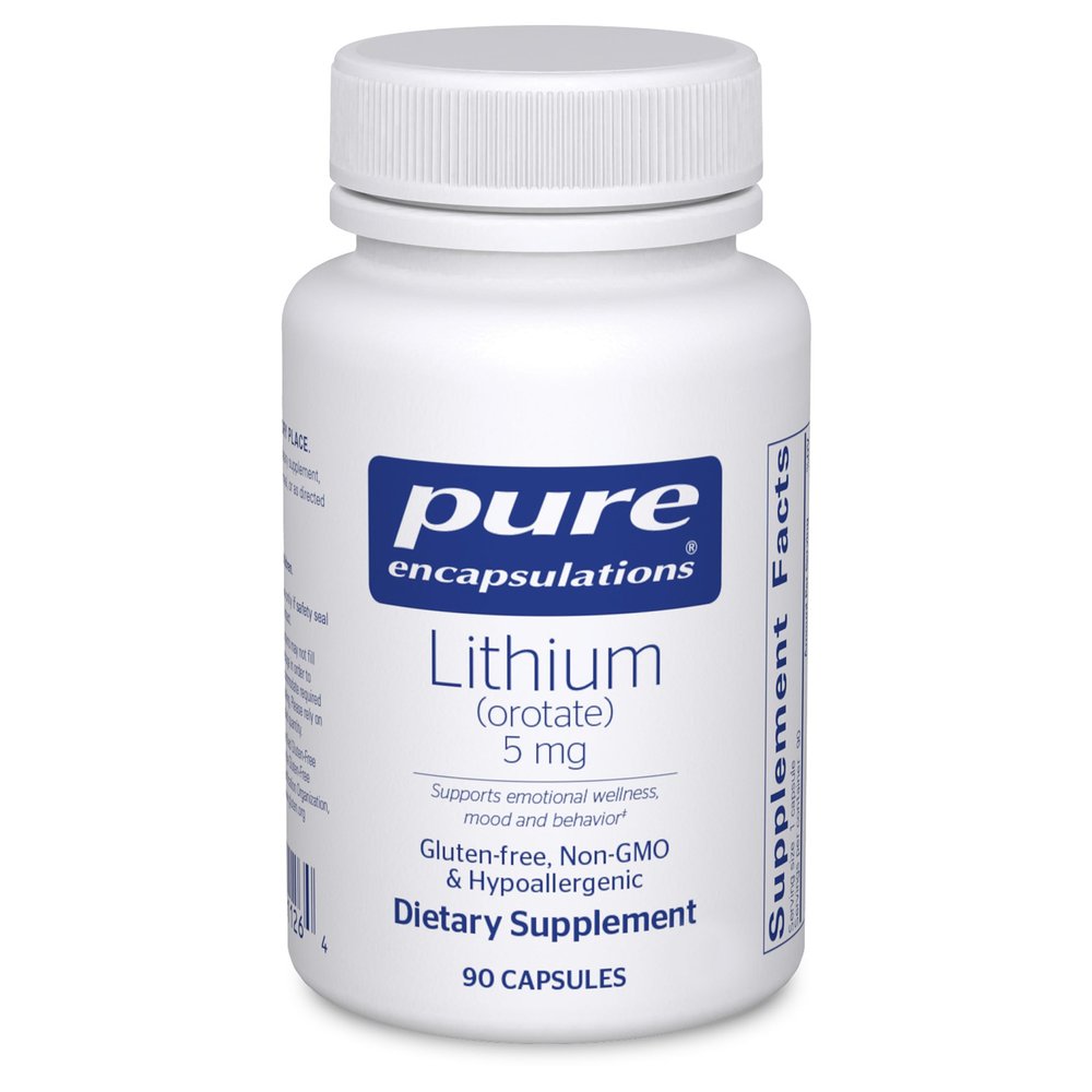 Pure Encapsulations Lithium Orotate 5 mg - Brain Support Supplement - with N-Acetyl-L-Cysteine (NAC) for Memory & Brain Behavior* - Gluten Free & Non-GMO - 90 Capsules