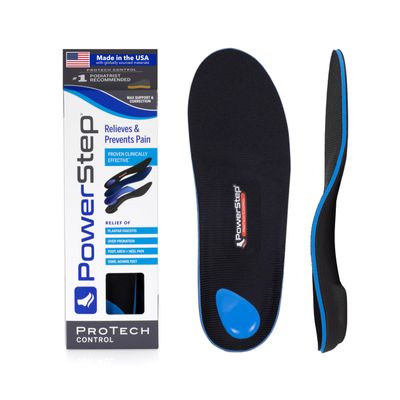 PowerStep ProTech Control Orthotic Insoles - Medical Grade Arch Support Inserts for Plantar Fasciitis Relief- Made in USA - Maximum Cushioning + ShockAbsorb Orthotic (M 4-4.5, W 6-6.5)