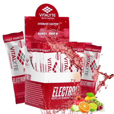 Vitalyte Electrolyte Powder Packets - Isotonic Clean Electrolyte Hydration Drink Mix - Single Serve Rehydration Packets with No Artificial Colors, Flavors or Sweeteners (Fruit Punch, Pack of 25)