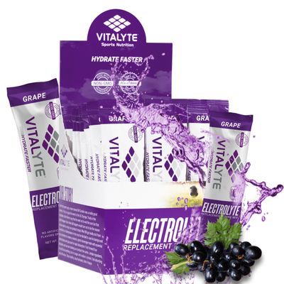 Vitalyte Electrolyte Powder Packets - Isotonic Clean Electrolyte Hydration Drink Mix - Single Serve Rehydration Packets with No Artificial Colors, Flavors or Sweeteners (Grape, Pack of 25)