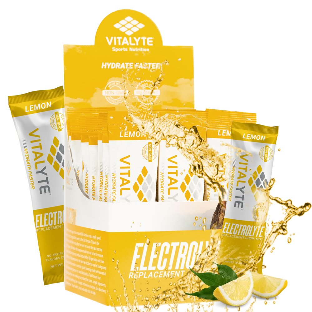Vitalyte Electrolyte Powder Packets - Isotonic Clean Electrolyte Hydration Drink Mix - Single Serve Rehydration Packets with No Artificial Colors, Flavors or Sweeteners (Lemon, Pack of 25)