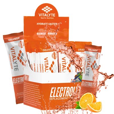 Vitalyte Electrolyte Powder Packets - Isotonic Clean Electrolyte Hydration Drink Mix - Single Serve Rehydration Packets with No Artificial Colors, Flavors or Sweeteners (Orange, Pack of 25)