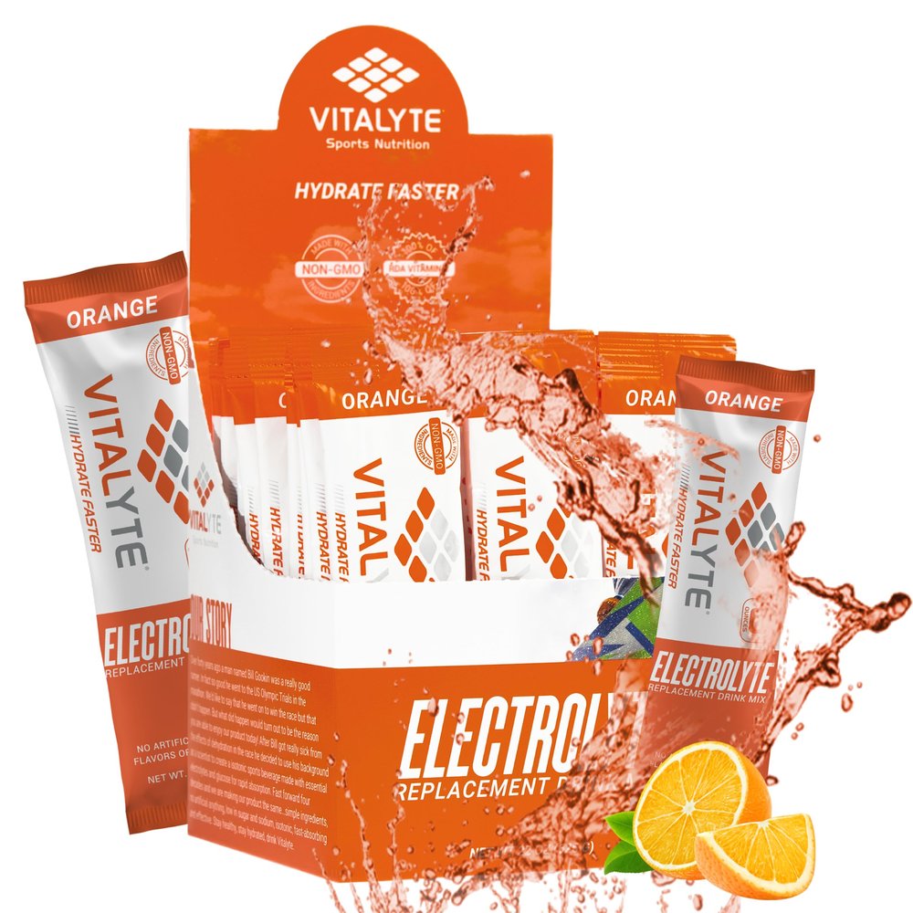 Vitalyte Electrolyte Powder Packets - Isotonic Clean Electrolyte Hydration Drink Mix - Single Serve Rehydration Packets with No Artificial Colors, Flavors or Sweeteners (Orange, Pack of 25)